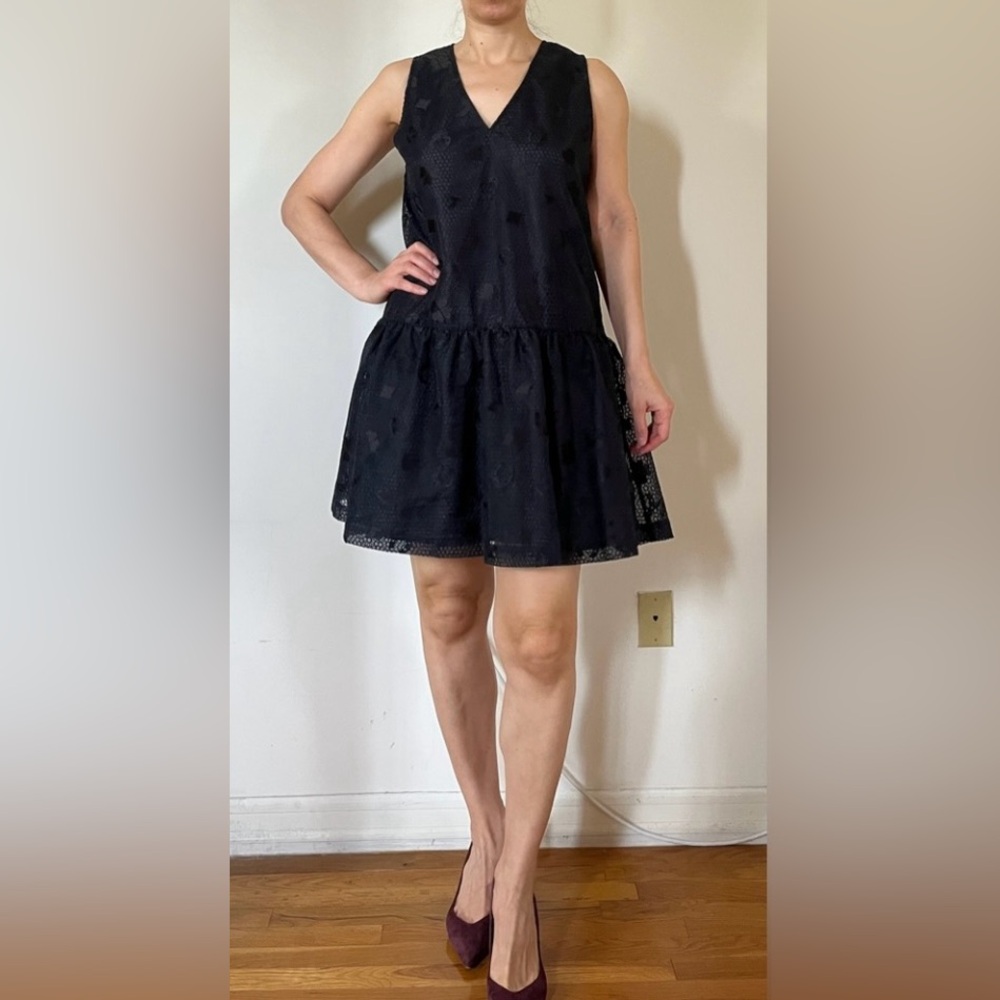 Ganni Sz M black organza cocktail dress